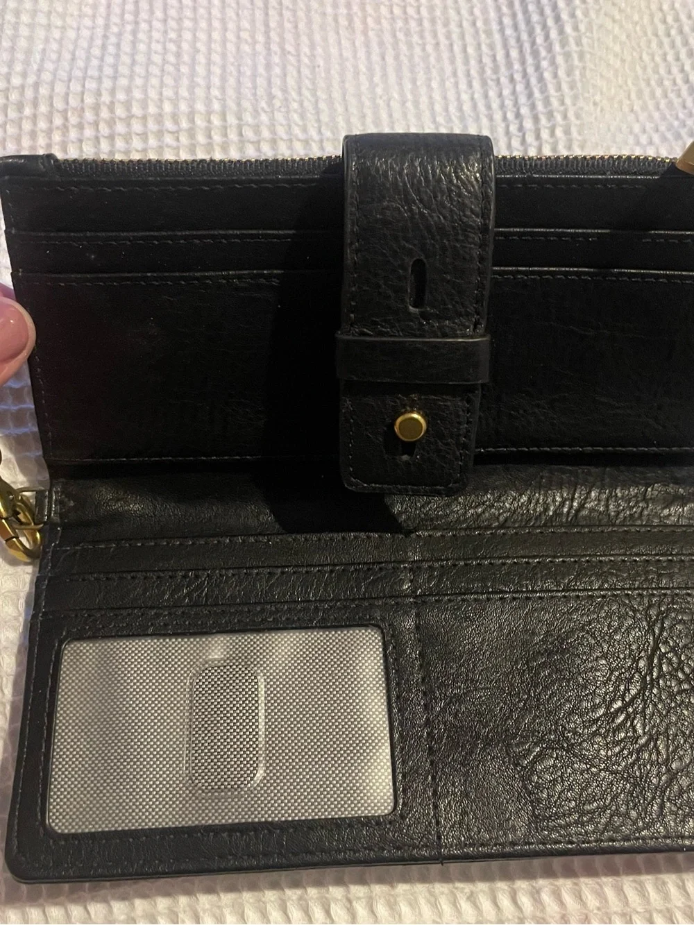 Fossil Black Leather Wristlet with Card Slots
